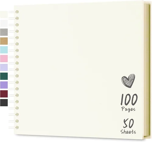 Miniatura 19 de Álbum de recortes de 7 x 7 pulgadas, álbum de recortes DIY de tapa dura de papel kraft, álbumes de fotos, 40 páginas, perfecto para fotos de 4 x 6