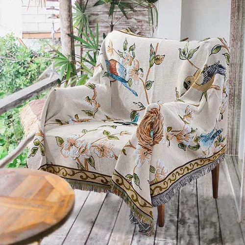 Miniatura 2 de Mantas Boho Reversibles Mantas Tejidas Cubiertas Hippie para Sofá Cama Sillón Reclinable Sofá Tapiz Bohemio Protector de Muebles Colorido