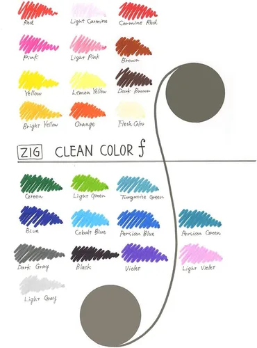 Miniatura 2 de Kuretake ZIG CLEAN COLOR f, 0.020 in y 0.047 in, certificado AP, sin olor, libre de xileno, apto para papel oscuro, perfecto para ilustrar, dibujar