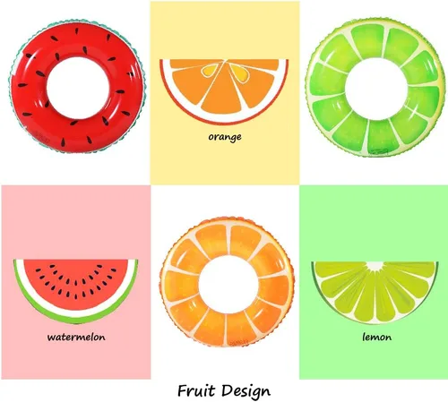 Miniatura 4 de Flotador de piscina de frutas, anillo de tubo de natación de sandía naranja y limón, tubo interior inflable para fiesta de piscina para niños, 3