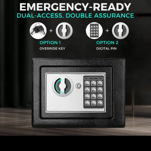 Miniatura 3 de Flexzion Caja fuerte digital pequeña con teclado, caja fuerte para dinero con teclado electrónico, caja de seguridad digital para el hogar, oficina