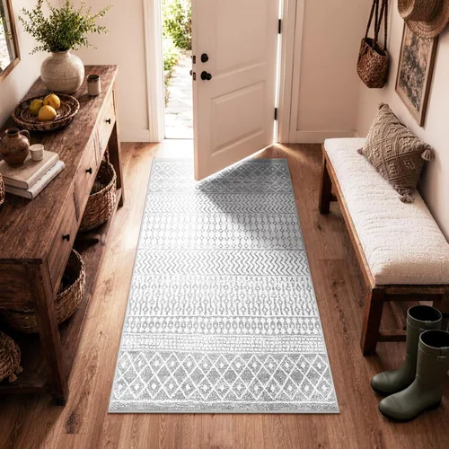 Miniatura 40 de Alfombras marroquíes para sala de estar, 5 x 7 pies, alfombra suave bohemia envejecida antideslizante grande, alfombra de granja de pelo bajo