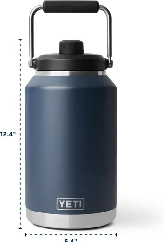 Miniatura 5 de YETI Rambler - Jarra de galón 2.0, aislada al vacío, a prueba de fugas, acero inoxidable con tapa magnética, color verde bosque negro