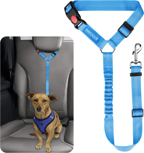 Miniatura 12 de BWOGUE Arnés de cinturón de seguridad para mascotas, cinturón de seguridad ajustable para reposacabezas de coche, arnés de cinturón de seguridad