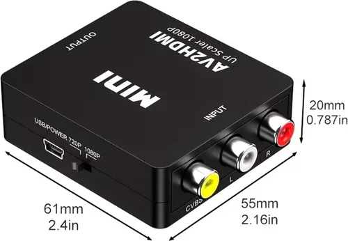 Miniatura 2 de Convertidor RCA a HDMI, AV a HDMI, 1080P Mini RCA Compuesto Video Audio Adaptador Convertidor Compatible con TV/PC/PS3/Xbox VHS/VCR/Blue-Ray