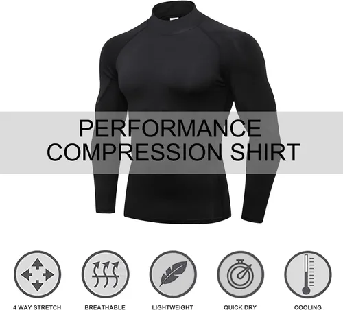 Miniatura 5 de Camisas de compresión de cuello alto para hombre, 3
