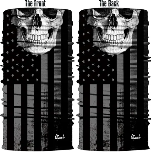 Miniatura 3 de Obacle Bandana máscara facial cuello polaina tubo máscara hombres mujeres para protección solar contra el polvo Bandera de calavera blanca y negra