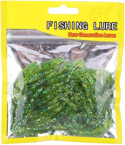 Miniatura 5 de 50 señuelos de pesca suaves de 2.0 in, cebo de pesca de plástico, cola en T, cebos para gusanos, accesorios de aparejos de pescado, 9 colores Rosa