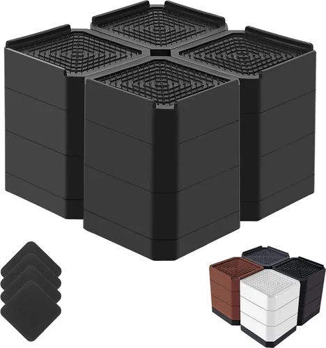 Miniatura 15 de Elevadores de cama resistentes, bloques elevadores de muebles ajustables de 1.5, 3, 4.3 pulgadas para patas de sofá, mesa, escritorio, refrigerador