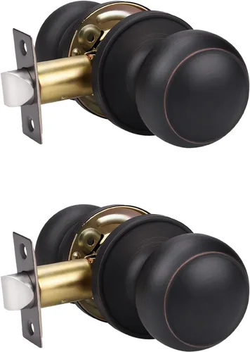 Miniatura 26 de Manija de puerta de acero macizo con diseño de bola antigua, para puerta de trastero, dormitorio, baño 609 Negro