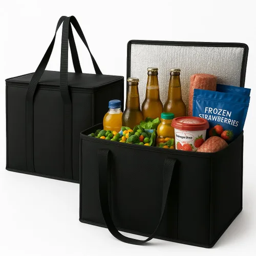 Miniatura 11 de musbus Paquete de 2 Bolsas Refrigeradoras Aisladas Bolsas de Comestibles Grandes Bolsa Refrigeradora de Compras Tote para Congelador para Viajes