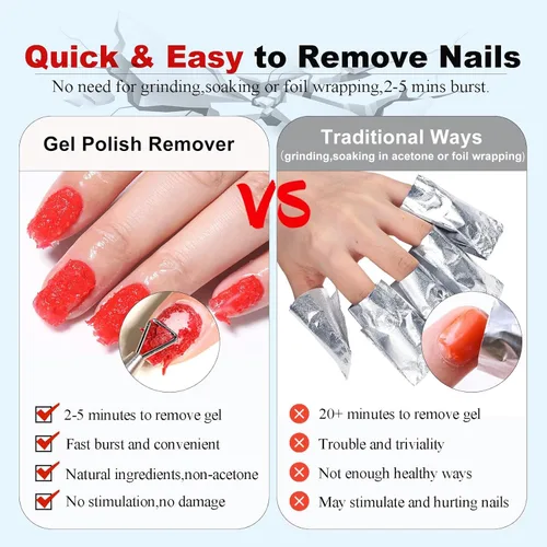 Miniatura 5 de Removedor de esmalte de uñas de gel, rápido, sin remojo y sin papel de aluminio, seguro para uñas naturales, saludable, bajo olor, eliminación