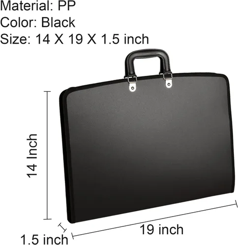Miniatura 2 de Acocony Carpeta portafolio de 11 x 17 para obras de arte con cierre de cremallera 11x17 Funda de cartera PP Material Oxford borde impermeable negro