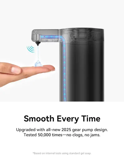 Miniatura 3 de SUNLY Dispensador de jabón automático sin contacto – Bomba sin obstrucciones, sensor rápido de 0.2 s, recargable USB-C, acero inoxidable resistente
