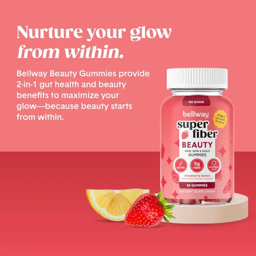 Miniatura 8 de Bellway Super Fiber Gummies + Beauty - Suplemento de fibra sin azúcar con biotina y vitaminas A C E - Apoya la salud digestiva, la piel, el cabello