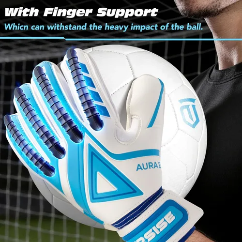 Miniatura 2 de Guantes de portero para niños y adultos, guantes de portero con agarre antideslizante de látex de 0.157 in, protección para los dedos para todo tipo