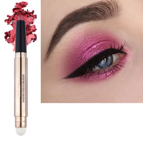 Miniatura 13 de Lápiz delineador de ojos y sombra de ojos verde brillante, lápiz de sombra de ojos cremoso, brillante, suave, hipoalergénico, resistente al agua