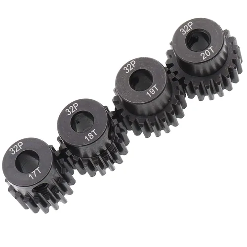 Miniatura 2 de Juego de 4 engranajes de piñón de acero metálico 32P 0.197 in 17T 18T 19T 20T con llave hexagonal para autos RC (compatible con paso métrico de 0.8)