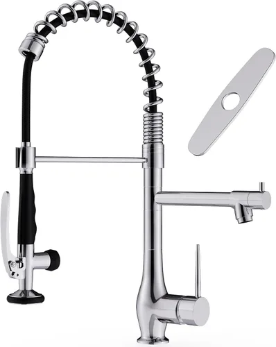 Miniatura 15 de GIMILI Grifo de cocina negro mate con rociador extraíble de una sola manija grifo de fregadero de cocina de alta presión grifos de cocina