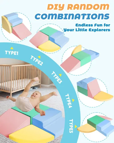 Miniatura 4 de DTRK Juguetes de escalada para niños pequeños de 1 a 3 años, gimnasio de juego interior suave para niños, escalador de esquina de espuma