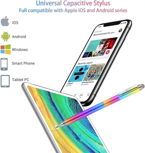 Miniatura 6 de Lápiz capacitivo, 4 en 1, pantalla táctil de alta sensibilidad y precisión, punta de disco transparente, punta de goma negra y punta de fibra
