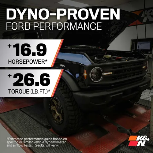 Miniatura 3 de K&N Sistema de admisión de aire frío: filtro de aire de alto flujo, aumenta el rendimiento y remolque: compatible con Ford 2021-2024: Bronco, 63-2619