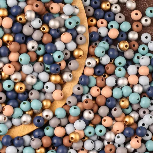 Miniatura 9 de ToBeIT 1000 cuentas de madera de macramé, cuentas redondas de colores de granja para manualidades, fabricación de joyas (azul-0.315 pulgadas)
