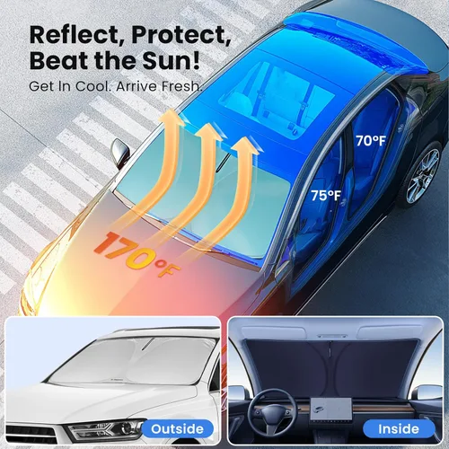Miniatura 2 de Parasol para parabrisas para Honda Civic 2022 2023 2024 2025 2026 – Tecnología innovadora sin paso de luz, recorte para espejo, bloquea el 99%