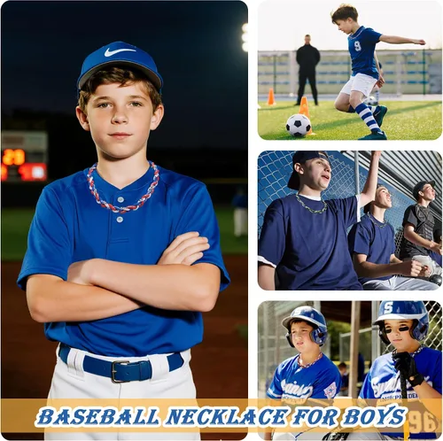Miniatura 7 de Collar de béisbol de 18 pulgadas, regalos de goteo de béisbol, collares deportivos de tres trenzas, collares de titanio Tornado de cuerda deportiva