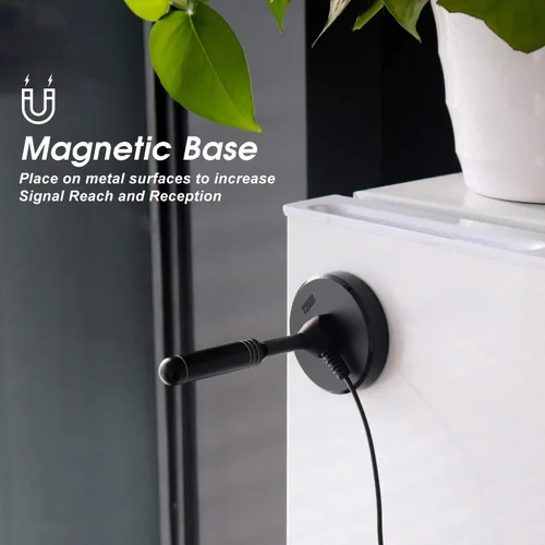 Miniatura 5 de Antena HDTV - August DTA240 - Antena digital portátil para interiores/exteriores con base magnética, cable coaxial de 2 metros, alcance de 50 millas