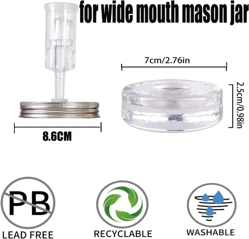 Miniatura 4 de Kit completo de fermentación de tarros de masón, libra de chucrut + 4 pesos de vidrio + 4 piezas de cerraduras de aire de agua, frascos de boca