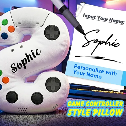 Miniatura 3 de Almohada personalizada con letras del alfabeto con control personalizado, nombre personalizado e inicial, cojín decorativo de felpa suave
