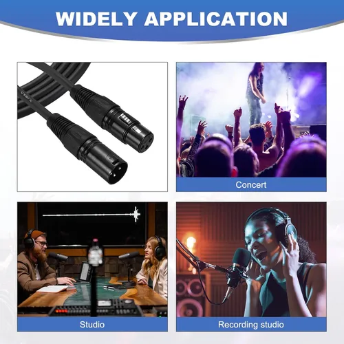 Miniatura 6 de MECCANIXITY Cable de micrófono XLR macho a hembra de 1 pie y 3 pines, adaptador XLR macho a hembra, cable de micrófono para estudio de escenario, 2