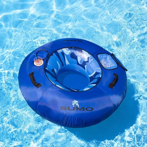 Miniatura 3 de Tubo inflable de camuflaje azul para piscina con portavasos - 54