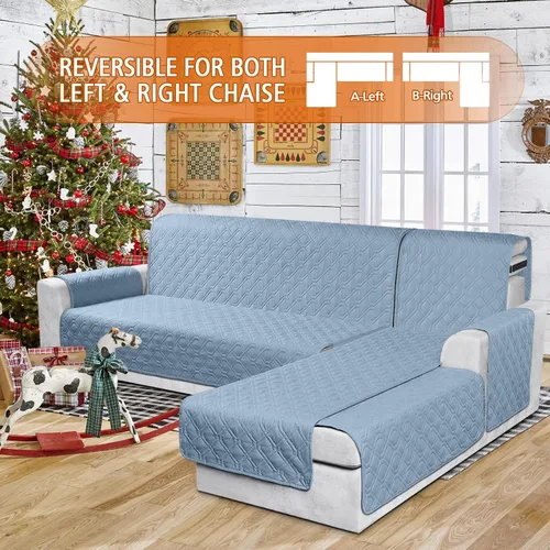 Miniatura 2 de VANSOFY Fundas para Sofá Seccional 100% Impermeables Funda Deslizable para Sofá en Forma de L 3 Piezas Reversible Funda para Chaise Lounge para Sofá
