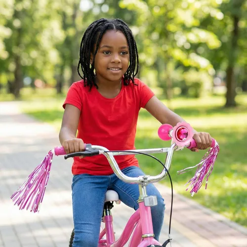Miniatura 6 de Bocina de bicicleta para niños, campana de bicicleta para niños con 2 asas de bicicleta, accesorios de bicicleta para niñas o niños (rosa)