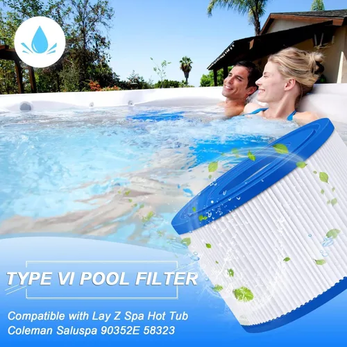 Miniatura 5 de KGC Paquete de 2 filtros de bañera de hidromasaje tipo VI compatibles con filtros Coleman Salu spa Lay-Z-Spa, repuesto para cartuchos de filtro