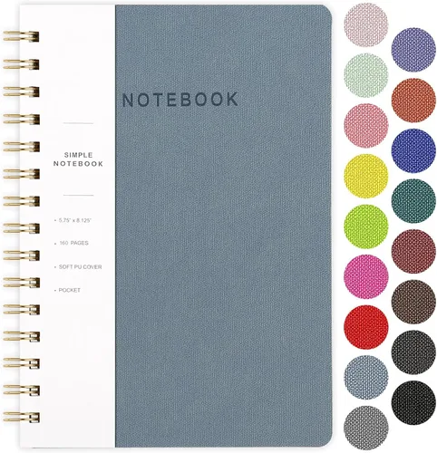 Miniatura 30 de Cuaderno de espiral – Cuaderno grande de tapa dura de 8.5 x 10.98 pulgadas con banda elástica y bolsillo, 180 páginas, diario plano de alambre