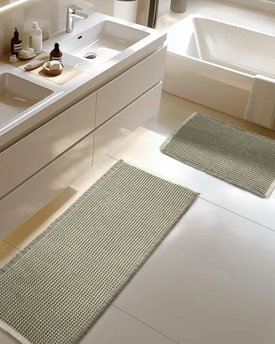 Miniatura 12 de Furicher Juego de alfombras de baño grandes con diseño de gofre, antideslizantes, ultra absorbentes, para decoración de baño, juego de alfombras