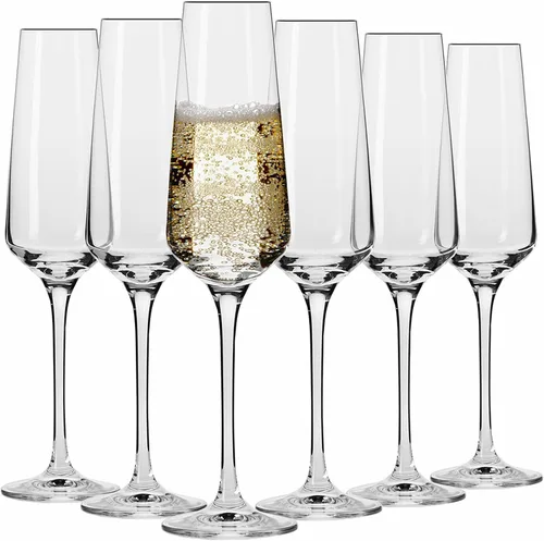 Miniatura 2 de Krosno Juego de 6 copas de copa de champán de cristal, 6.1 onzas, colección vanguardista, forma clásica para estilo atemporal, ideal para mimosas