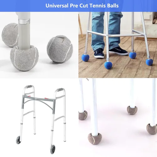 Miniatura 5 de Pelotas de tenis para caminantes precortadas, 4 unidades, pelotas de tenis precortadas para piernas de caminante, pelotas doradas precortadas