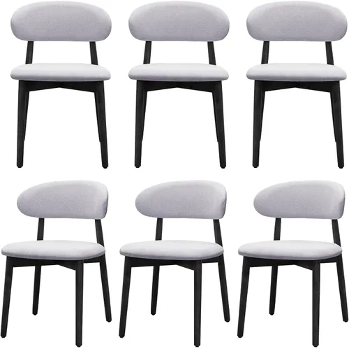 Miniatura 14 de Juego de 2 sillas de comedor de granja, modernas sillas de comedor de madera de mediados de siglo, sillas de comedor tapizadas de tela de granja