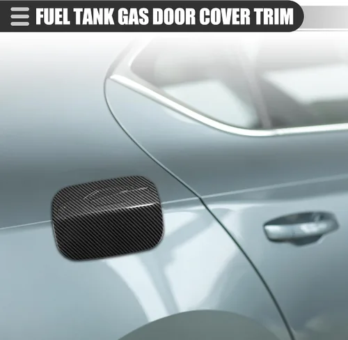 Miniatura 2 de Motoforti Cubierta de puerta de gas para depósito de combustible, para Dodge Charger 2015-2021, plástico, patrón de fibra de carbono, color negro