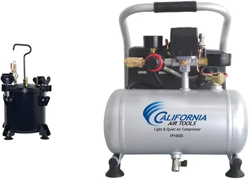 CALIFORNIA AIR TOOLS 255C - Olla a presión de 2.5 galones para fundición, azul y compresor de aire portátil ligero y silencioso CAT-1P1060S, color
