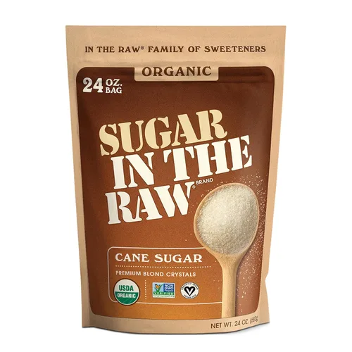 Sugar In The Raw - Azúcar de caña blanca granulada orgánica de primera calidad, edulcorante natural puro, bebidas calientes y frías, café, cocina,