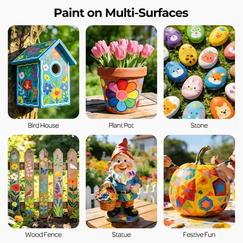 Miniatura 8 de Nicpro Juego de pintura acrílica al aire libre de gran volumen de 14 colores (500 ml, 16.9 oz) Suministros de pintura artística ricos, no tóxicos