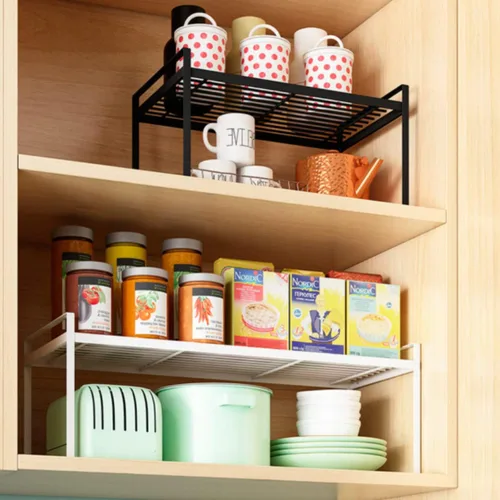 Miniatura 2 de Estante para gabinete, estante de encimera de cocina de 13 pulgadas, estante de especias apilable de alambre de metal, organizador de encimera que