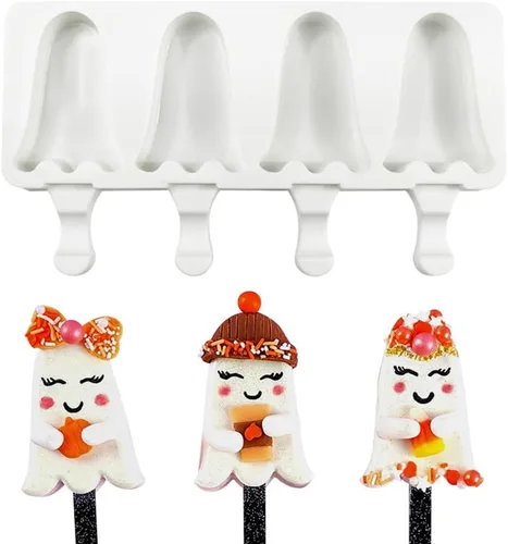 Miniatura 2 de Molde de silicona para paletas – Máquina de helados suave y lisa (2 piezas, blanco)