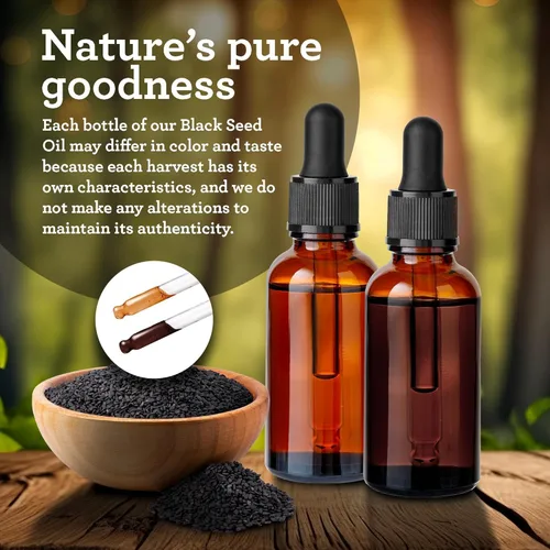 Miniatura 6 de GuruNanda Aceite de semilla negra, Nigella sativa prensada en frío, rico en vitamina D3, 5000 unidades, K2 y E, alta timoquinona Potente