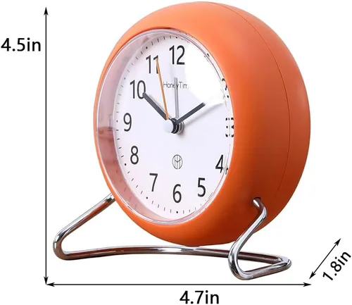 Miniatura 4 de Reloj despertador redondo de 4 pulgadas sin tictac, funciona con pilas, función emisora de luz, reloj despertador súper silencioso, diseño simple